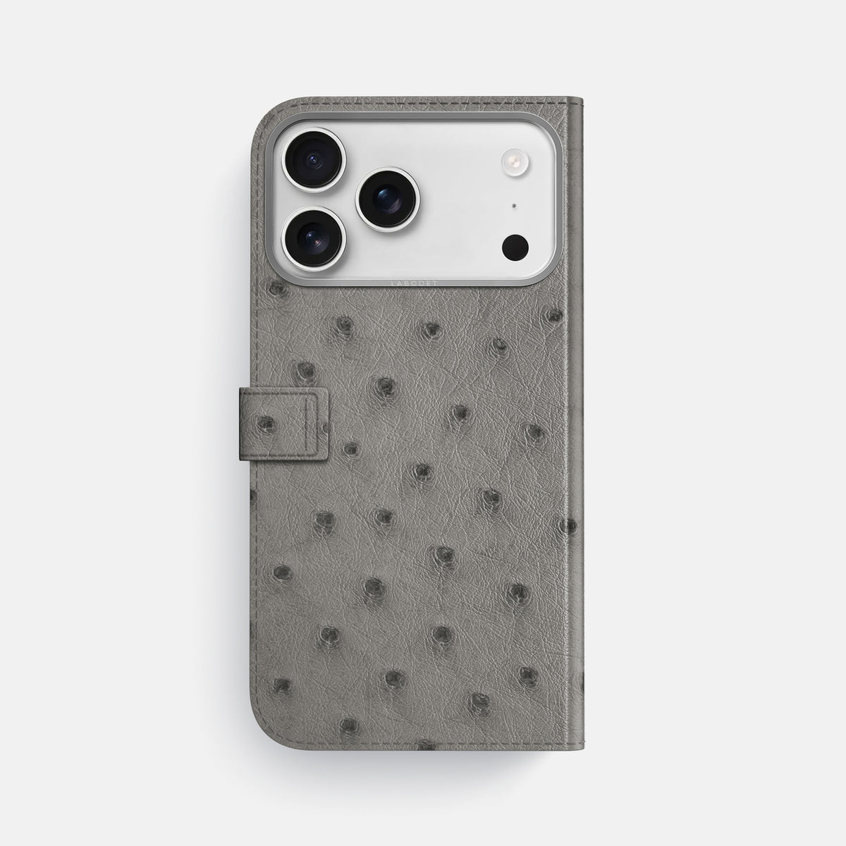 Folio Case with Clasp For iPhone 17 Pro Max In Ostrich -3 | Grey-Steel