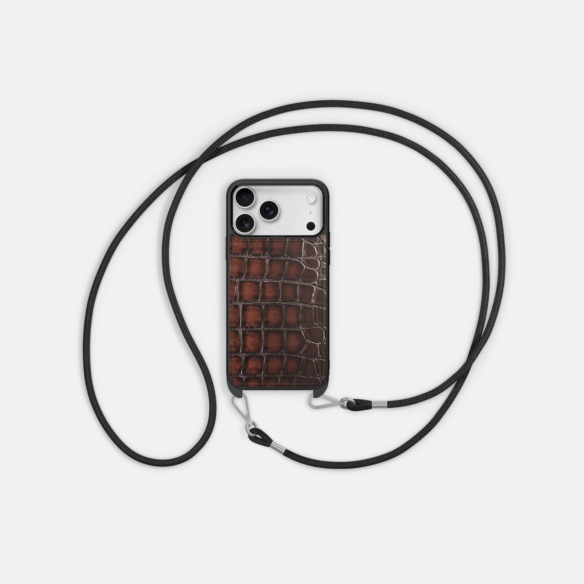 Crossbody Sport Case For iPhone 17 Pro Max In Patina Alligator -5 | Havana-Brown