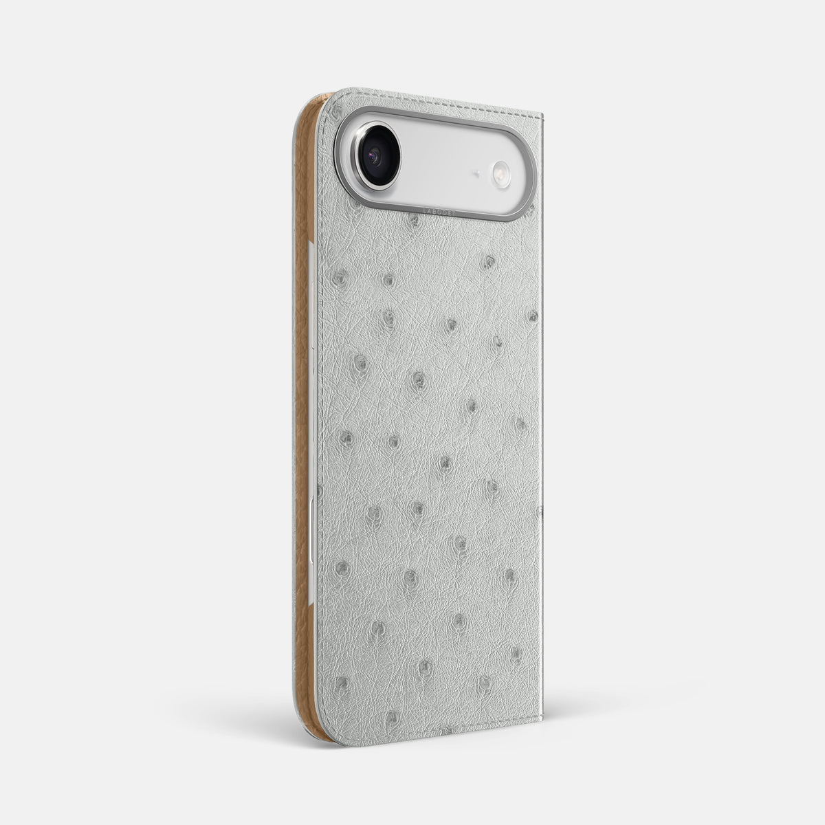 Folio Case For iPhone 17 Air In Ostrich -1 | White-Steel