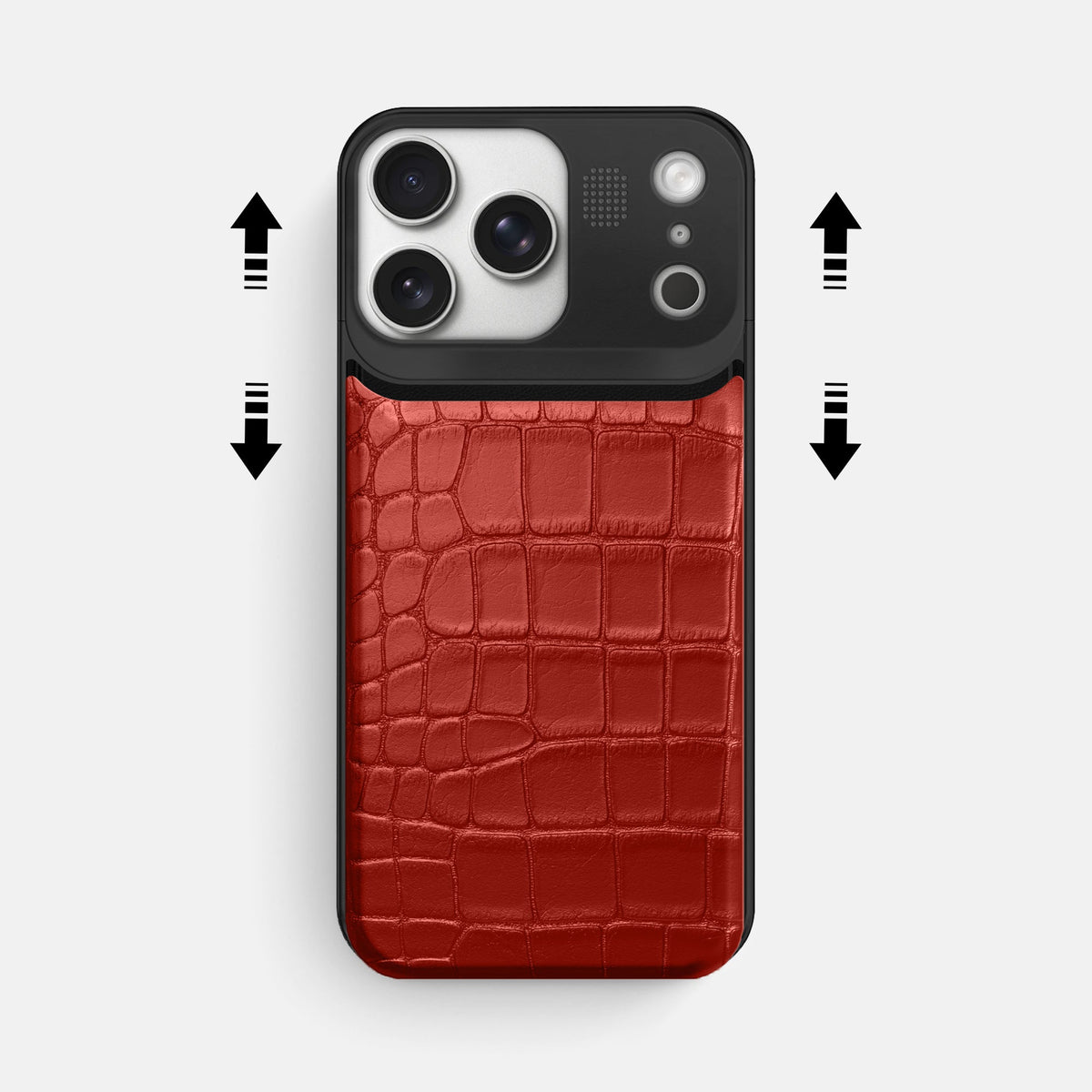 Metal Case For iPhone 18 Pro Max In Alligator -2 | Red-Black