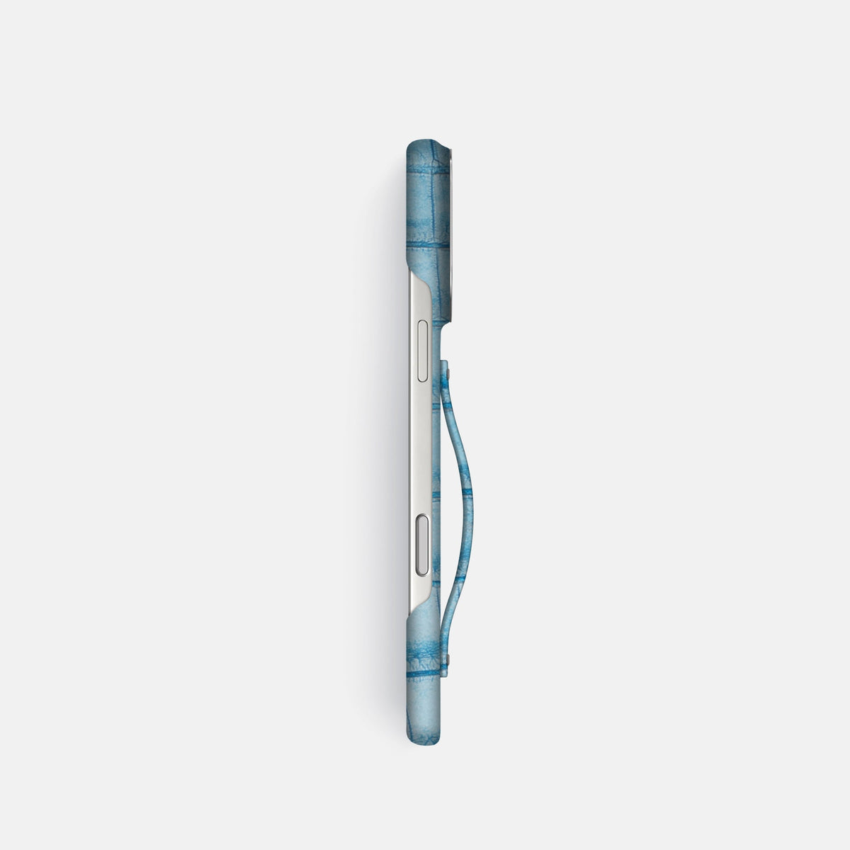 Finger Case For iPhone 18 Pro In Himalayan Crocodile -3 | Ice-Blue-Steel
