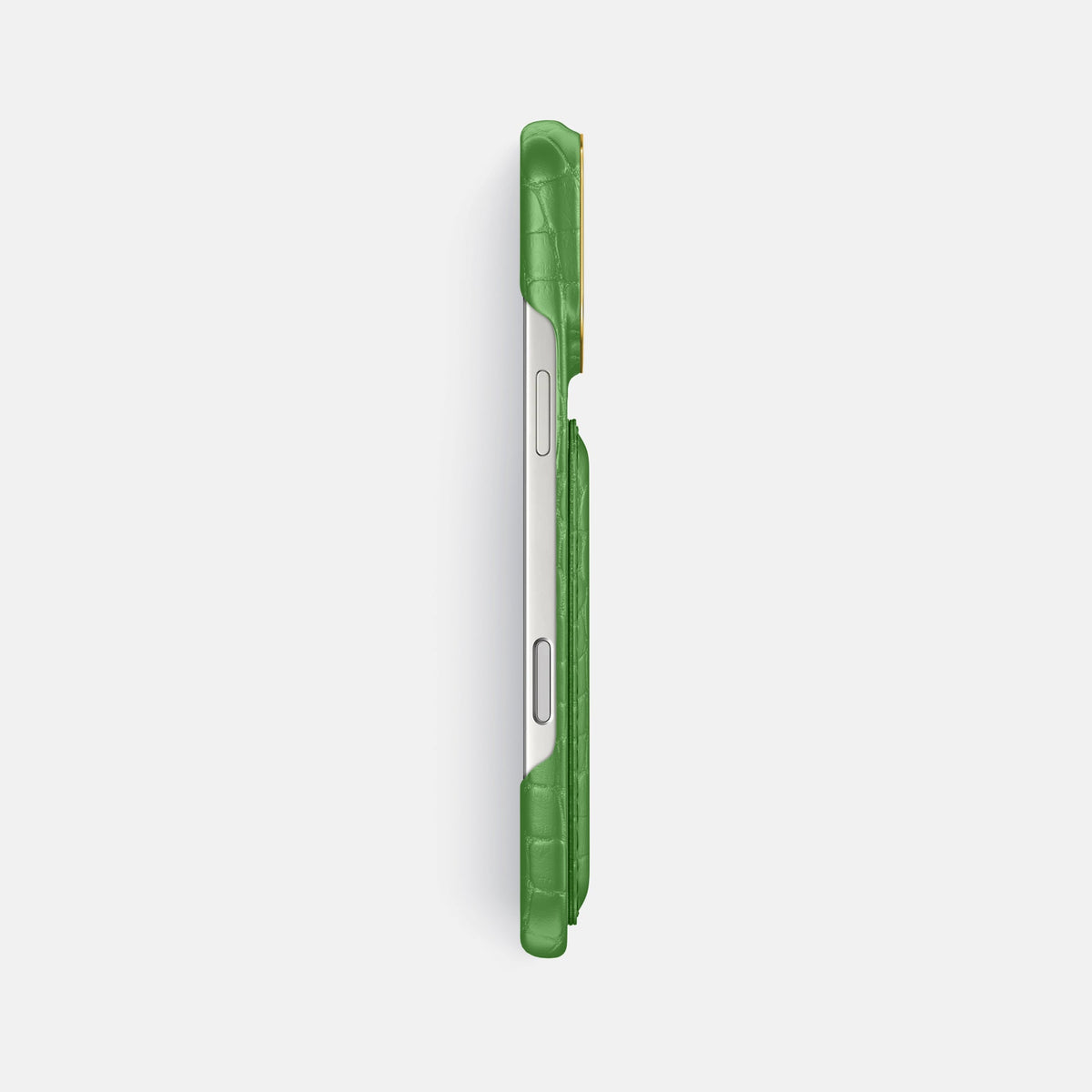 Double Card Case For iPhone 18 Pro Max In Alligator -3 | Apple-Green-Gold