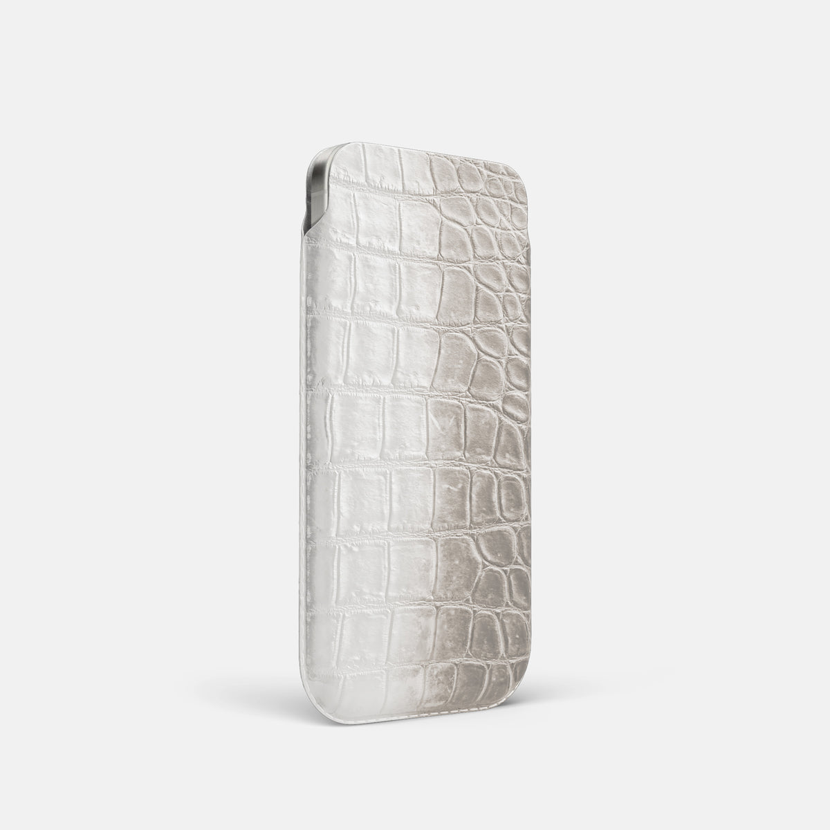 Pouch Case For iPhone 17 Pro In Himalayan Crocodile -2 | Grey