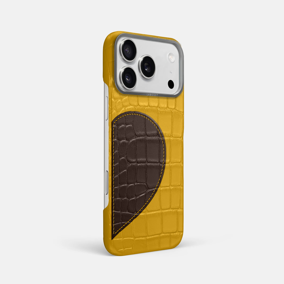 Classic Case With Half Heart - Right For iPhone 17 Pro Max In Alligator -2 | Yellow-Steel