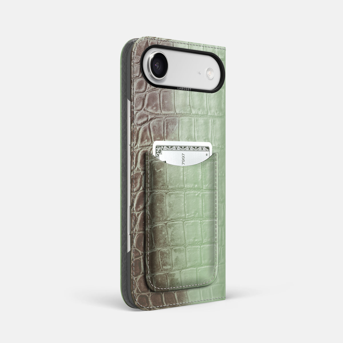 Folio Case with Card For iPhone 17 Air In Himalayan Crocodile -1 | Pistachio-Black