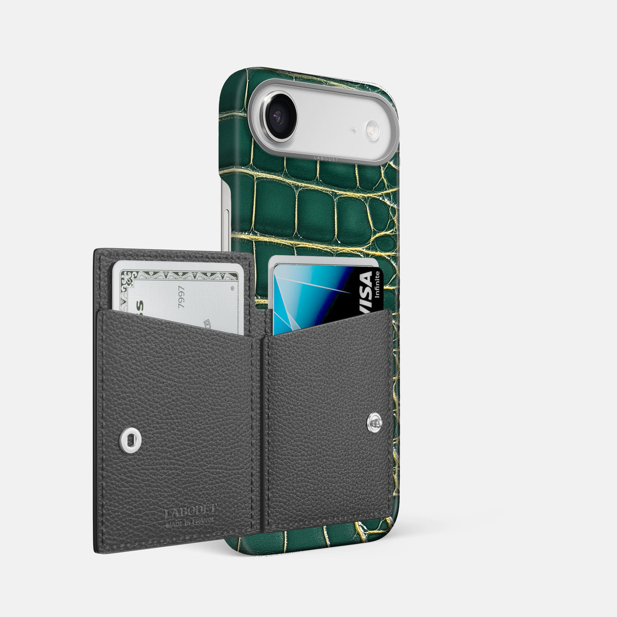 Bi-Fold Case For iPhone 17 Air In Patina Alligator -2 | Cambridge-Steel