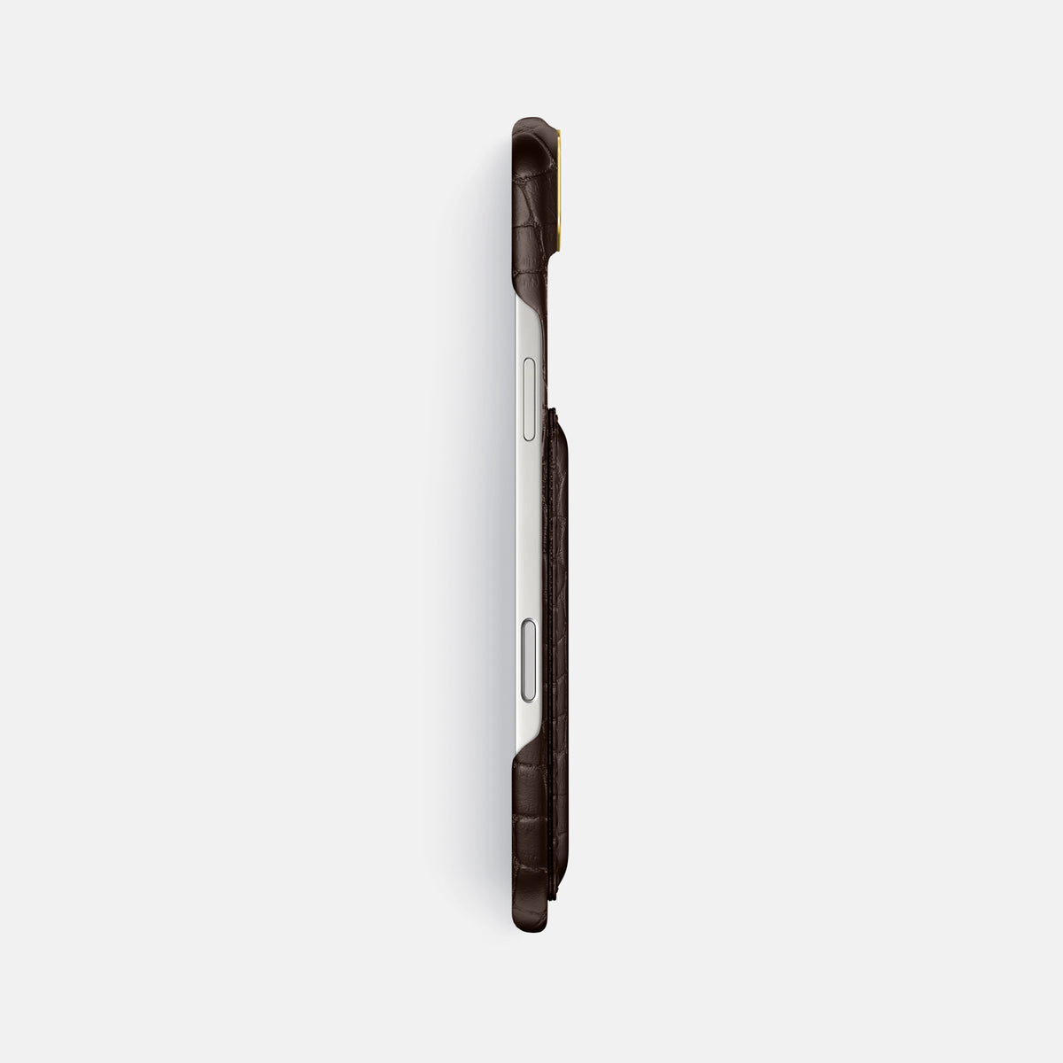 Double Card Case For iPhone 17 Air In Alligator -3 | Dark-Brown-Gold