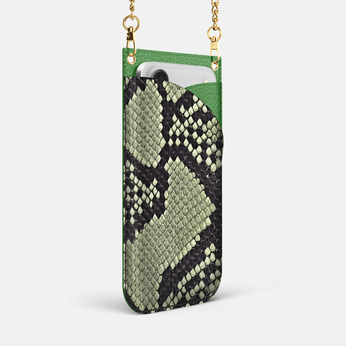 Crossbody Bag For iPhone 17 Air In Deluxe Python -2 | Army-Green-Gold