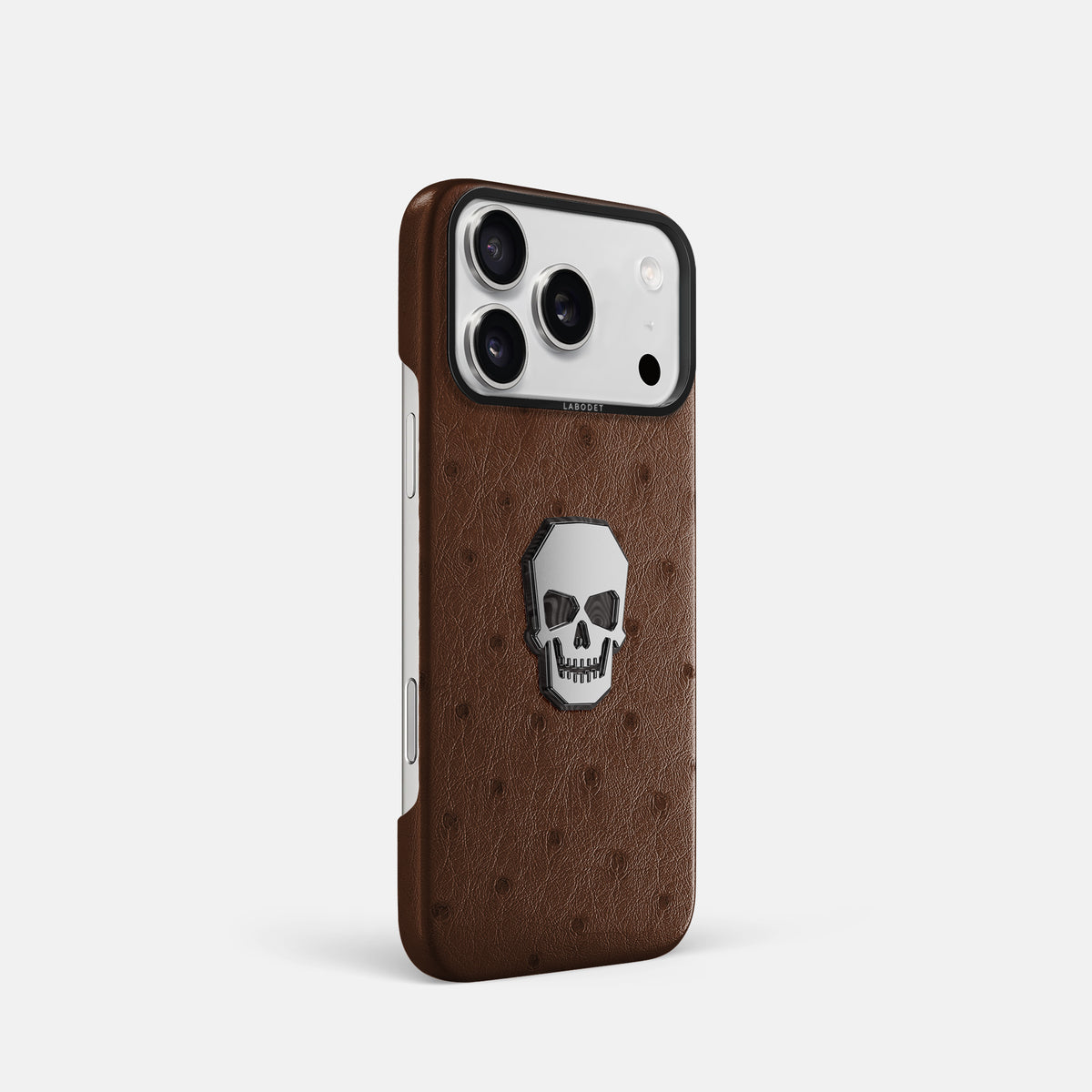 Classic Case With Titanium Skull For iPhone 17 Pro In Ostrich -2 | Chocolate-Black
