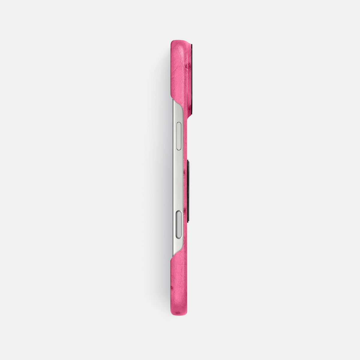 Classic Case With Titanium Skull For iPhone 18 Pro Max In Ostrich -3 | Pink-Black