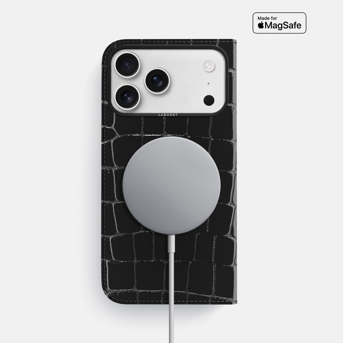 Folio Case For iPhone 18 Pro Max In Shiny Alligator -3 | Black-Black