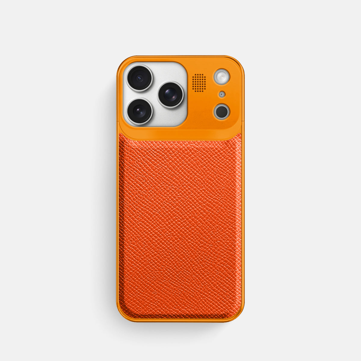 Metal Case For iPhone 17 Pro In Epsom-Style Calf -1 | Orange-Orange