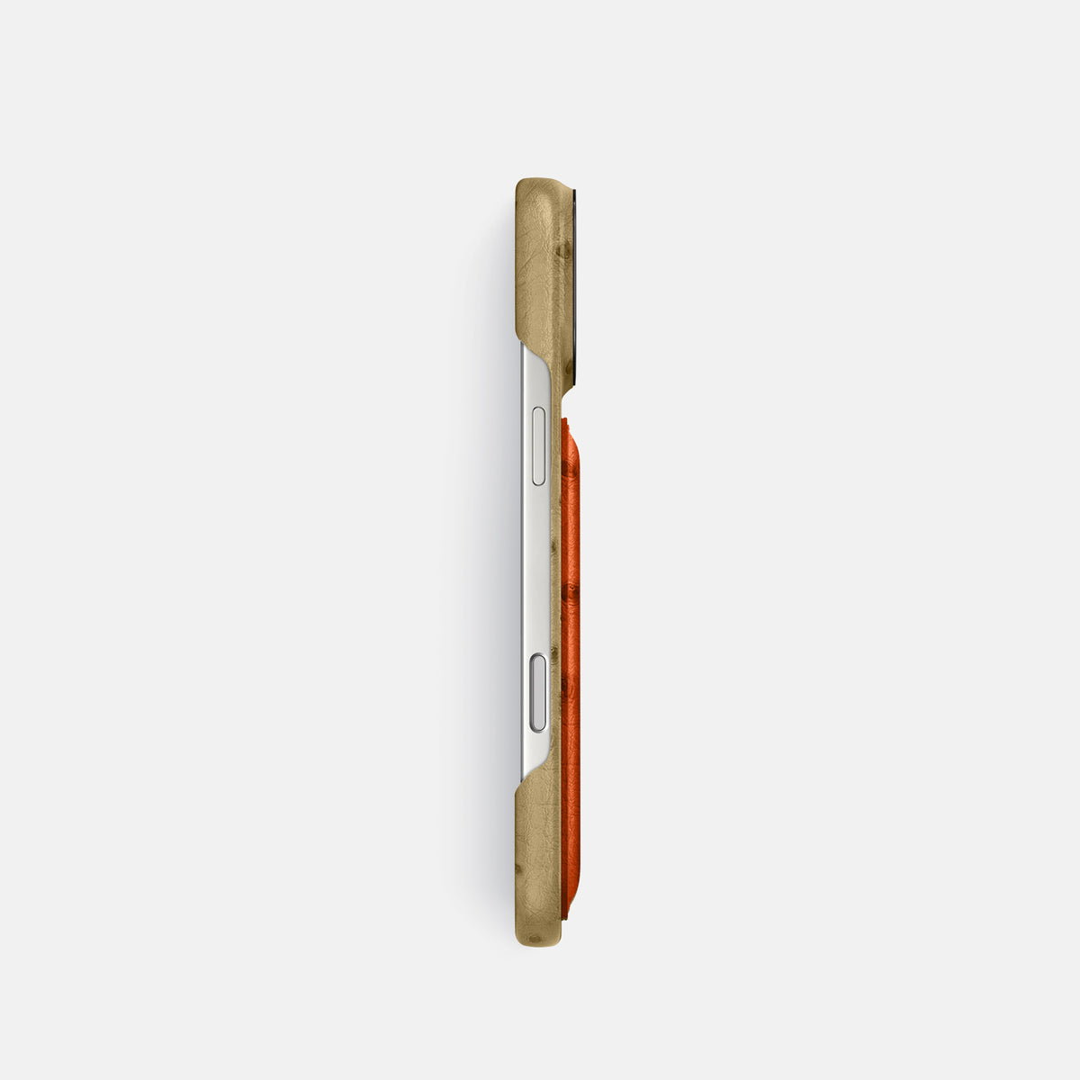 Double Card Case Coloré For iPhone 17 Pro In Ostrich -3 | Desert-Sand-Black