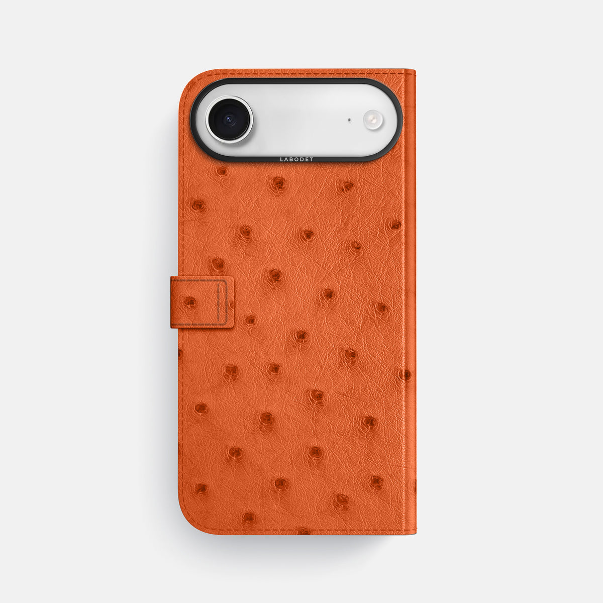 Folio Case with Clasp For iPhone 17 Air In Ostrich -3 | Orange-Black