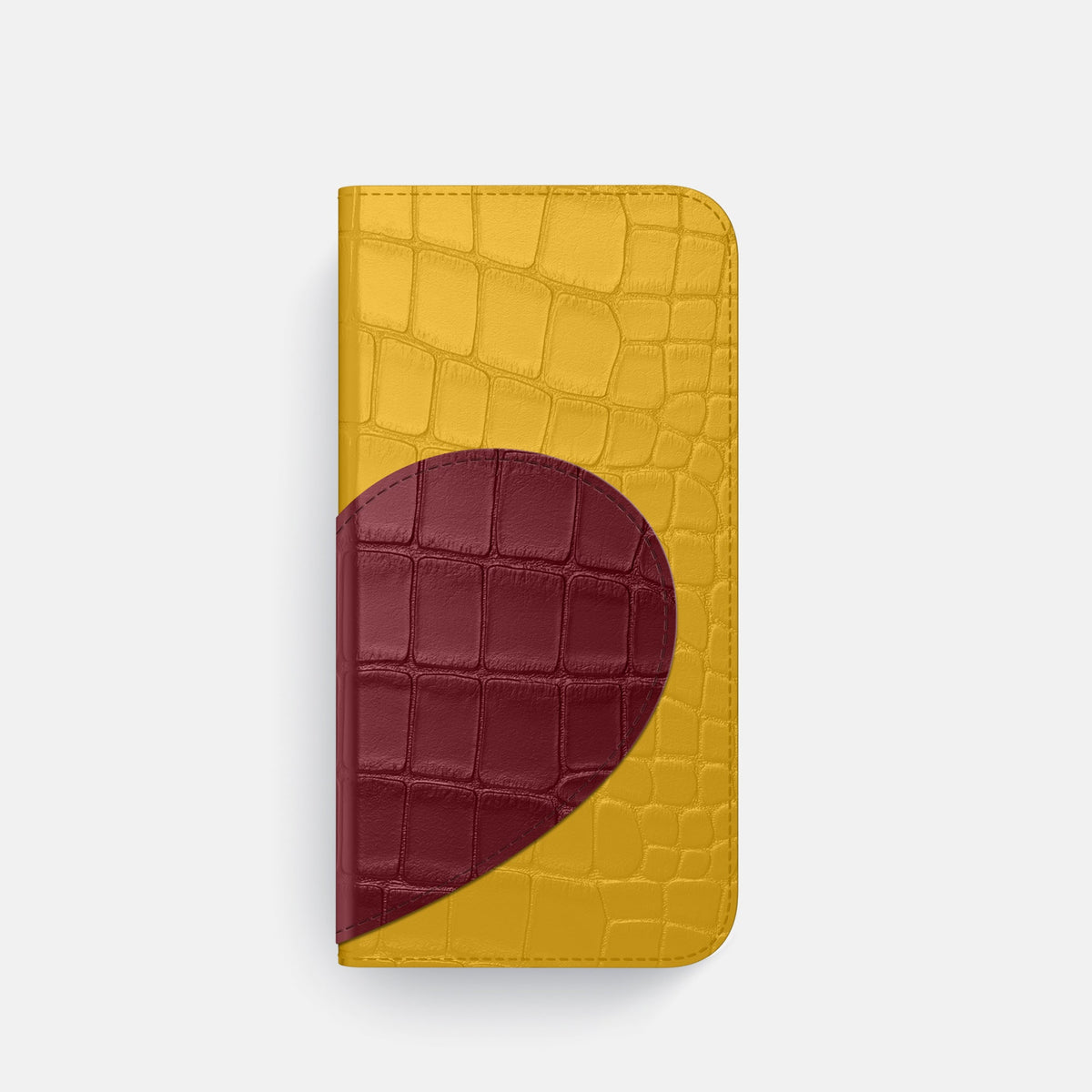 Folio Case With Heart For iPhone 18 Pro In Alligator -4 | Yellow-Steel