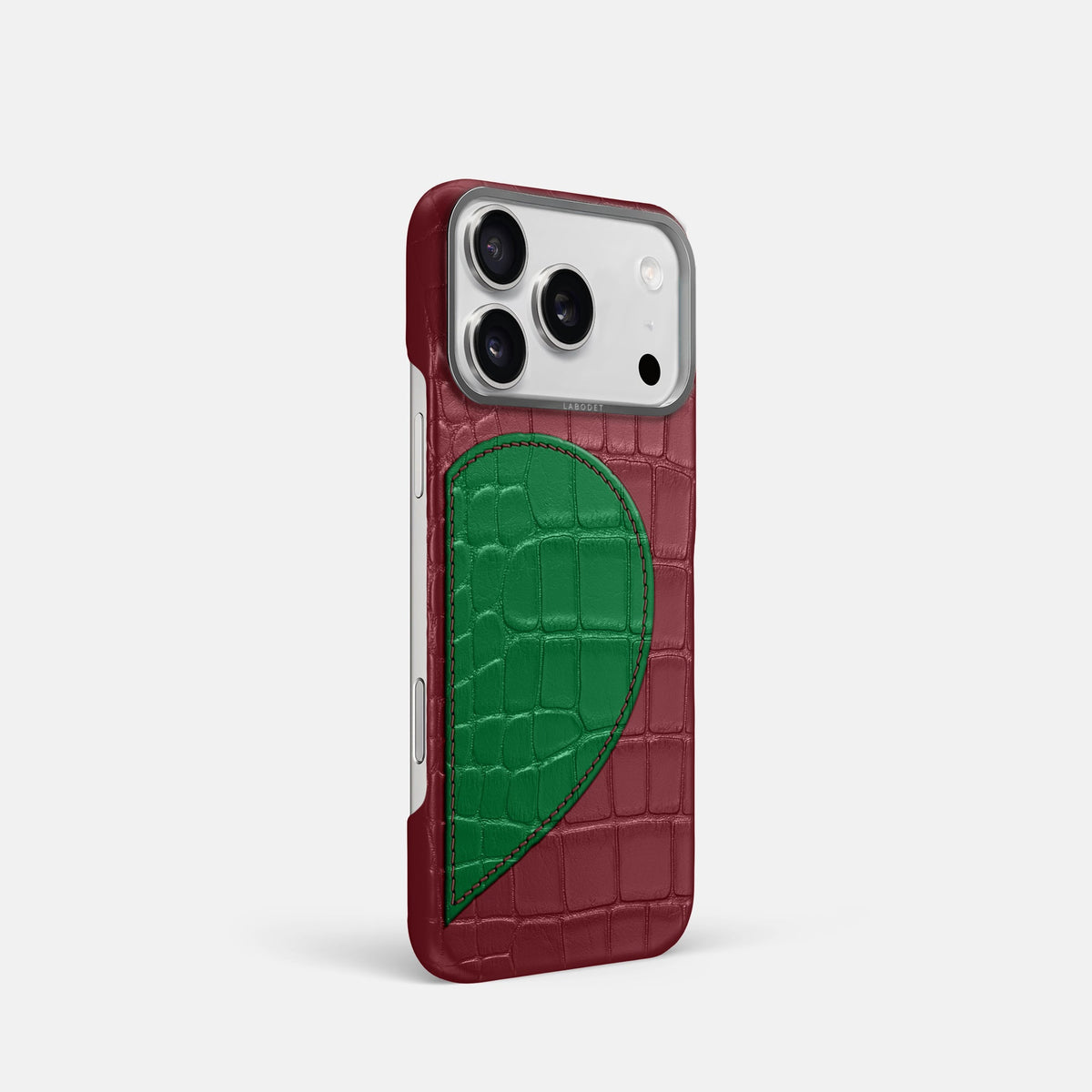 Classic Case With Half Heart - Right For iPhone 18 Pro In Alligator -2 | Burgundy-Steel