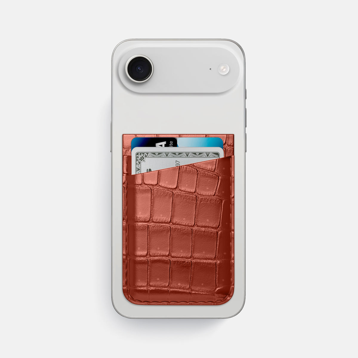 MagSafe Wallet For iPhone 17 Air In Porosus Crocodile -1 | Mahogany-Brown