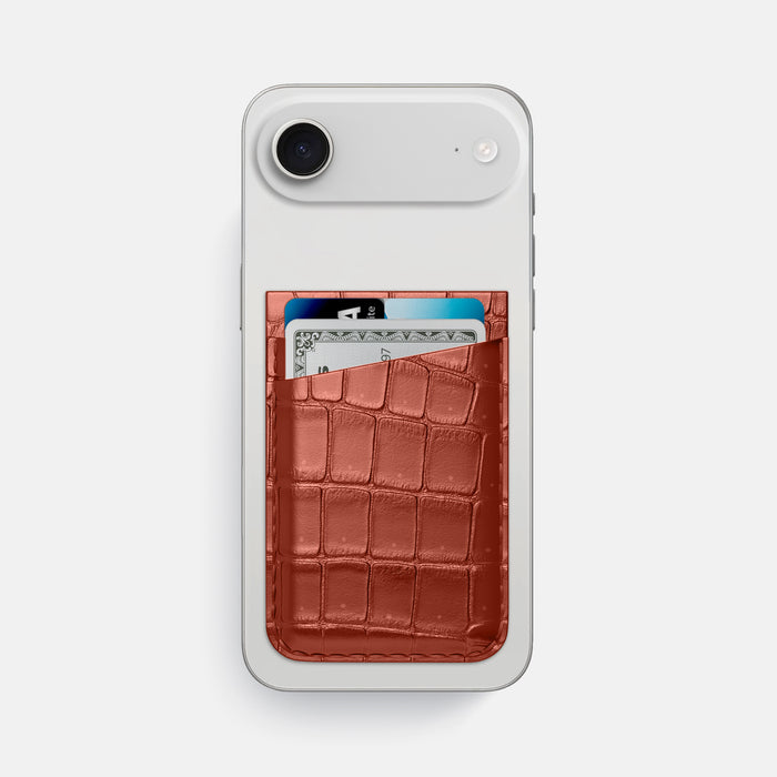 MagSafe Wallet For iPhone 17 Air In Porosus Crocodile -1 | Mahogany-Brown