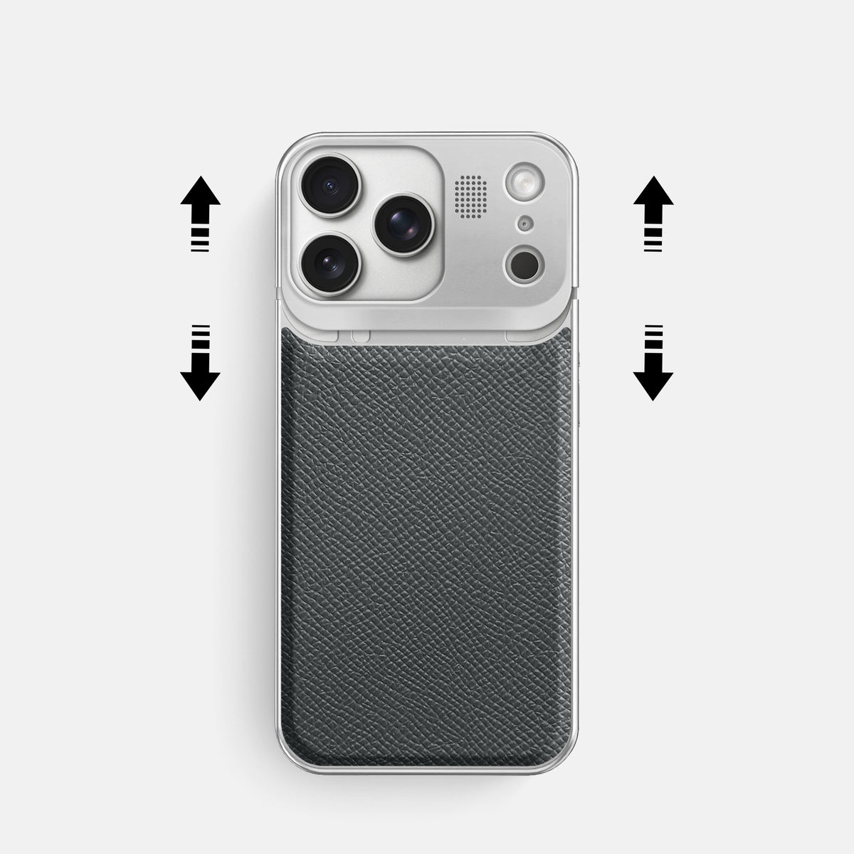 Metal Case For iPhone 17 Pro In Epsom-Style Calf -2 | Grey-Steel