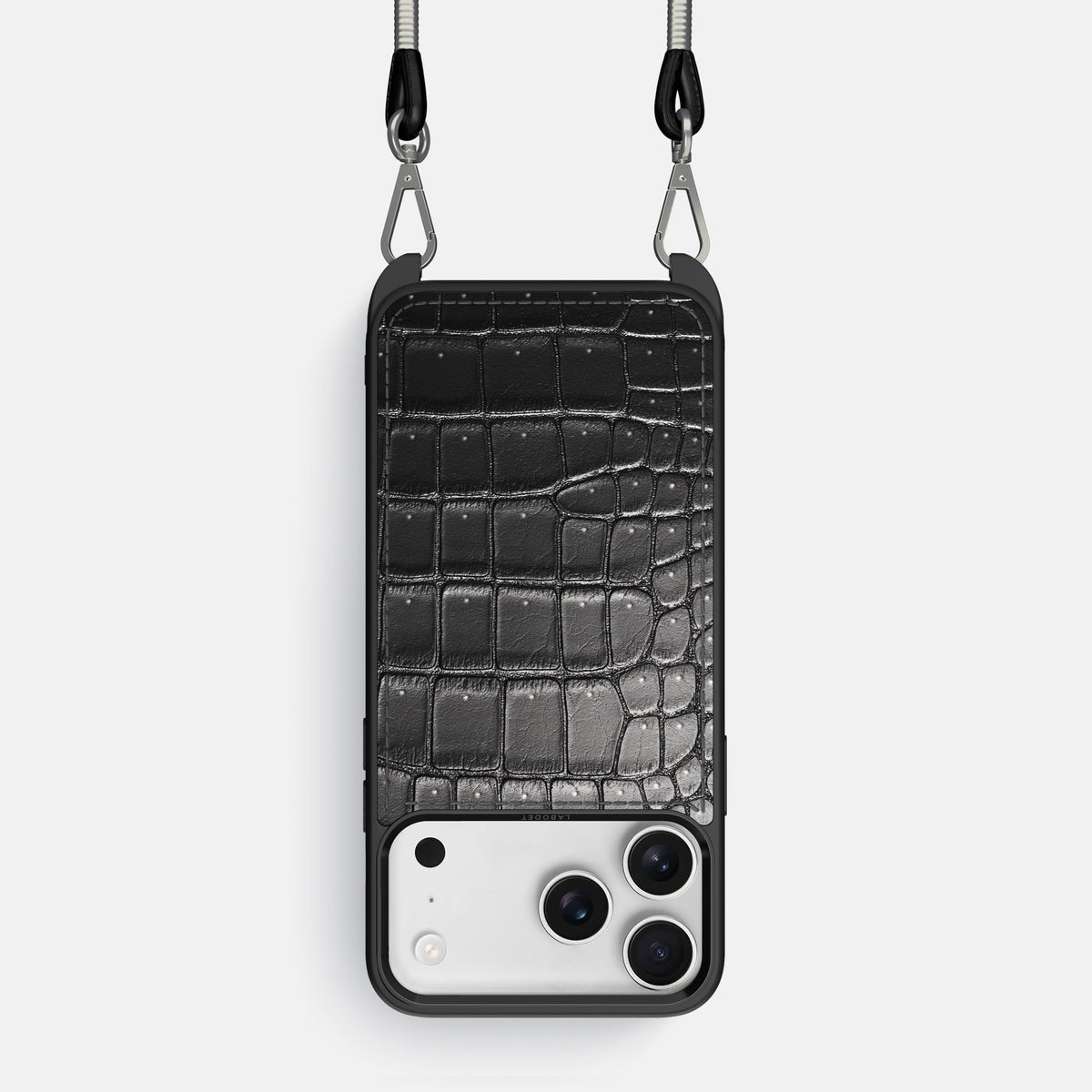Crossbody Sport Case For iPhone 18 Pro In Porosus Crocodile -1 | Shiny-Black