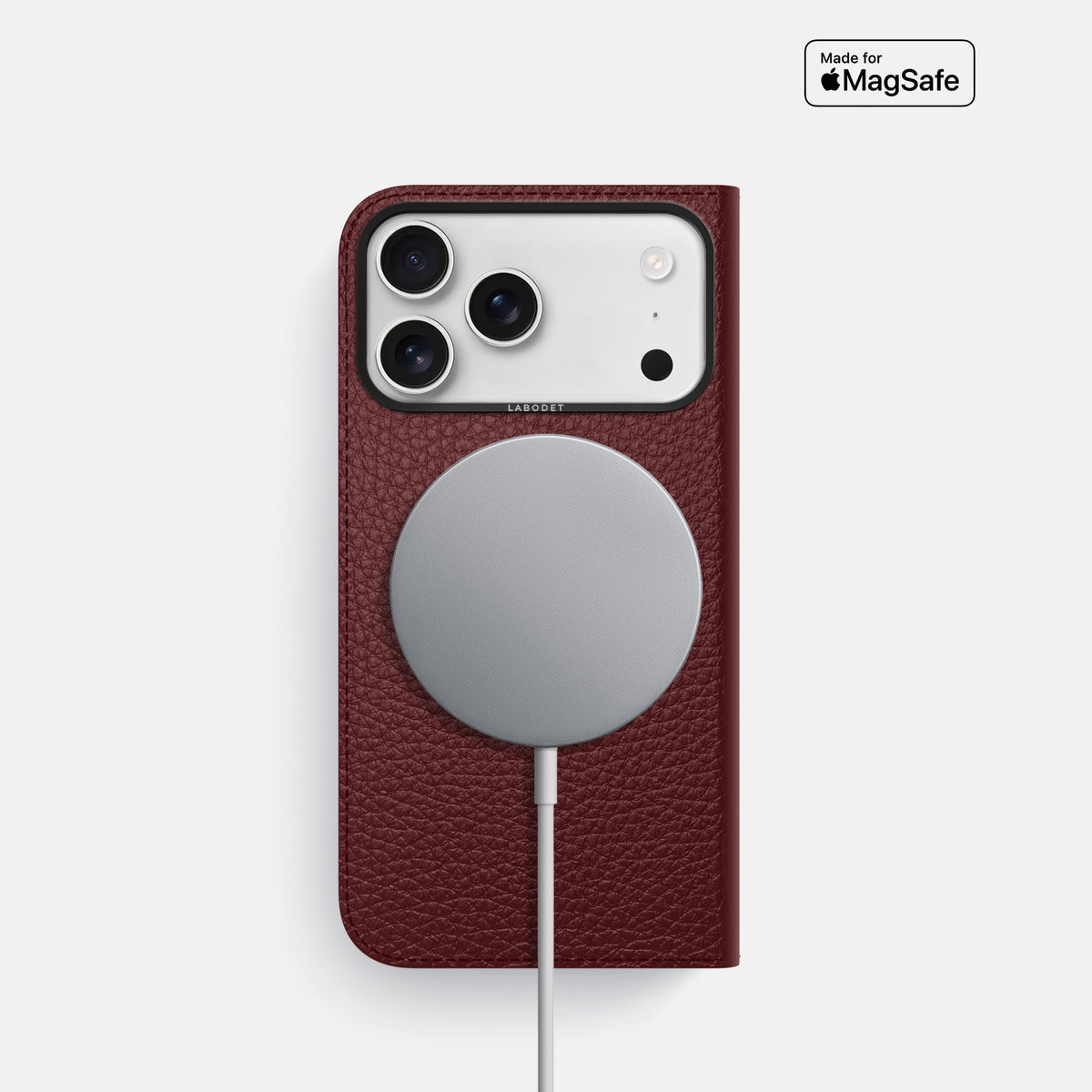 Folio Case For iPhone 18 Pro In Calf -3 | Bordeaux-Black