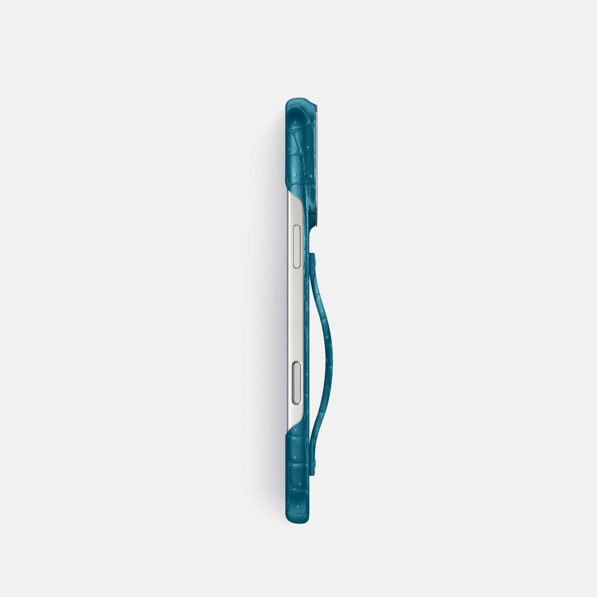 Finger Case For iPhone 18 Pro In Porosus Crocodile -3 | Turquoise-Steel