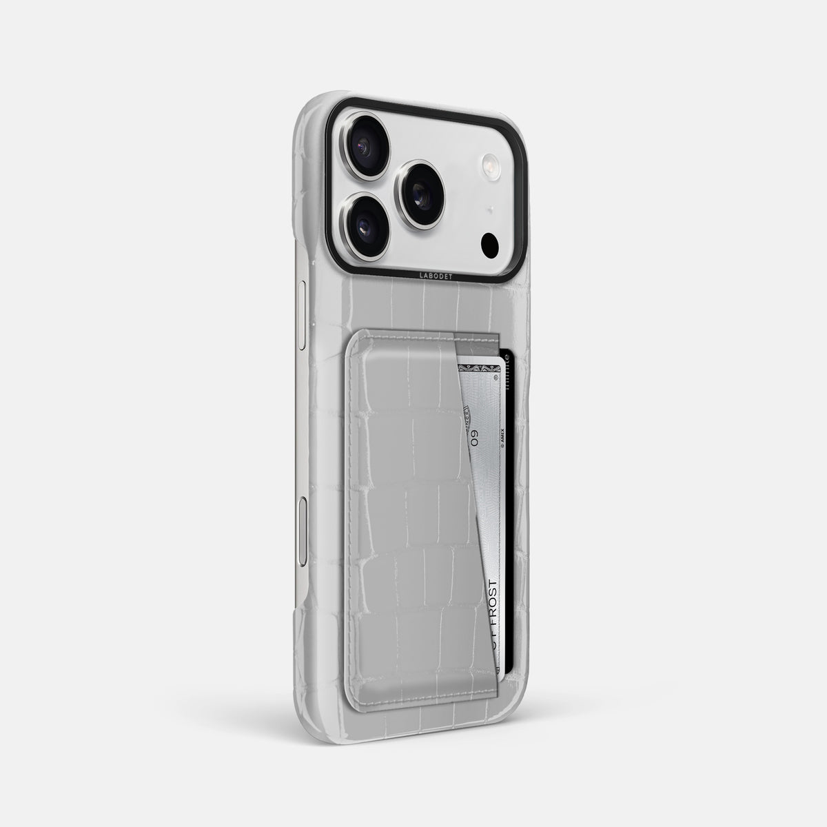 Double Card Case For iPhone 17 Pro Max In Shiny Alligator -2 | White-Black