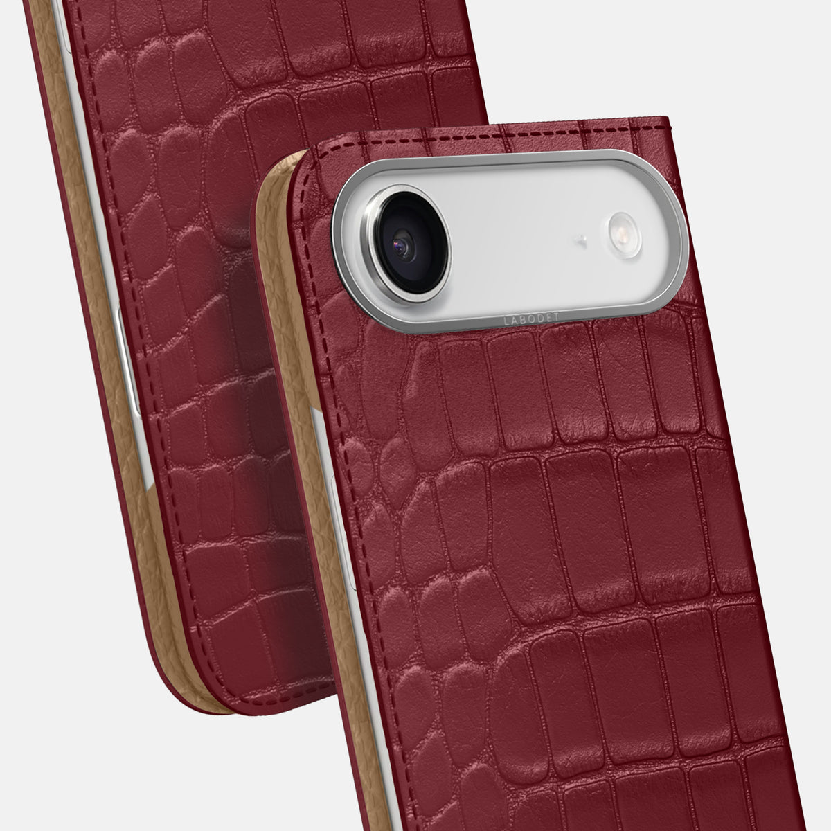Folio Case For iPhone 17 Air In Alligator -5 | Burgundy-Steel