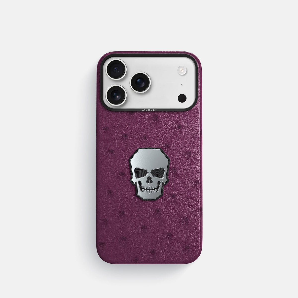 Classic Case With Titanium Skull For iPhone 18 Pro In Ostrich -1 | Purple-Black