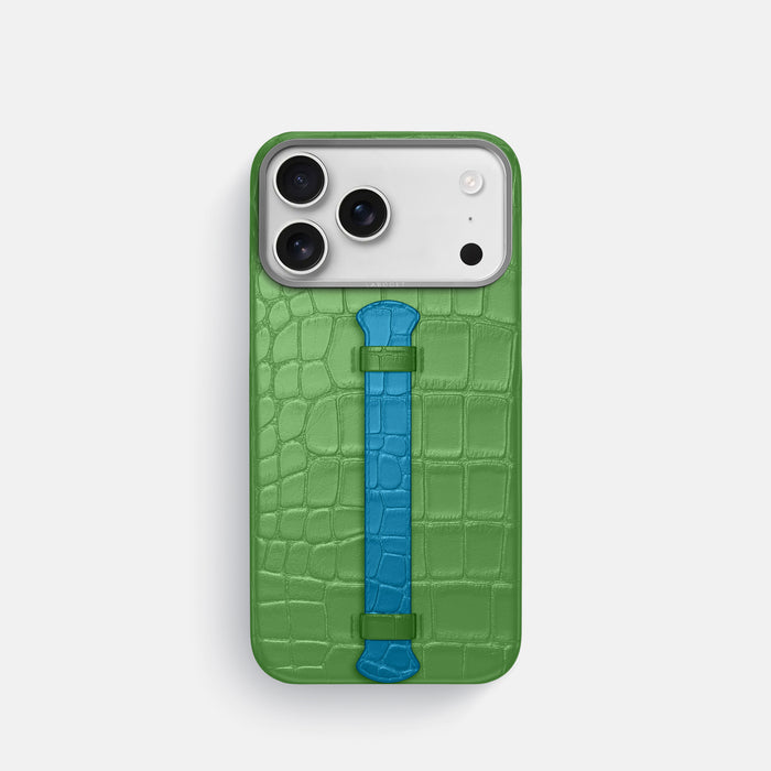 Center Handle Coloré For iPhone 17 Pro In Alligator -1 | Apple-Green-Steel