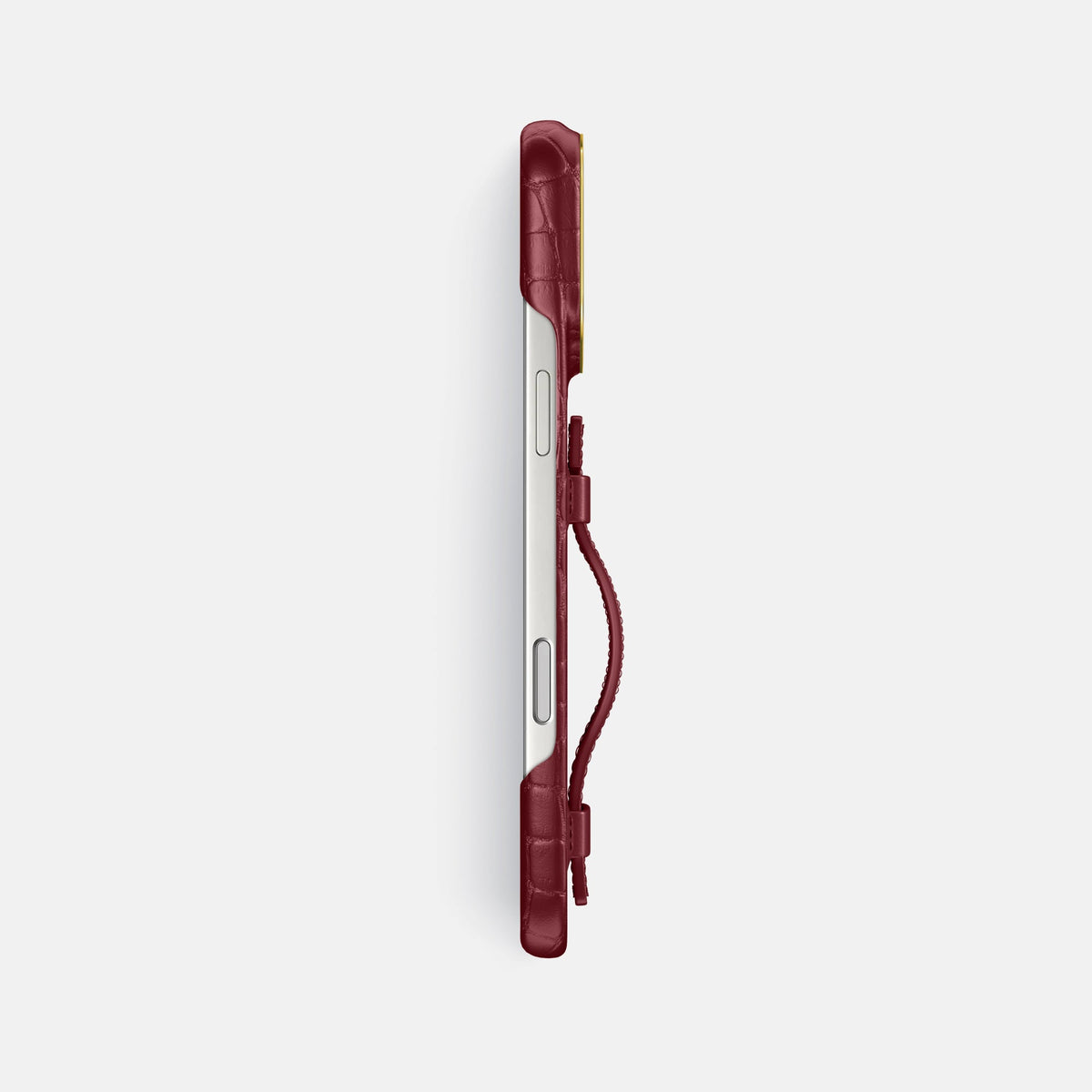 Handle Case For iPhone 18 Pro Max In Alligator -3 | Burgundy-Gold