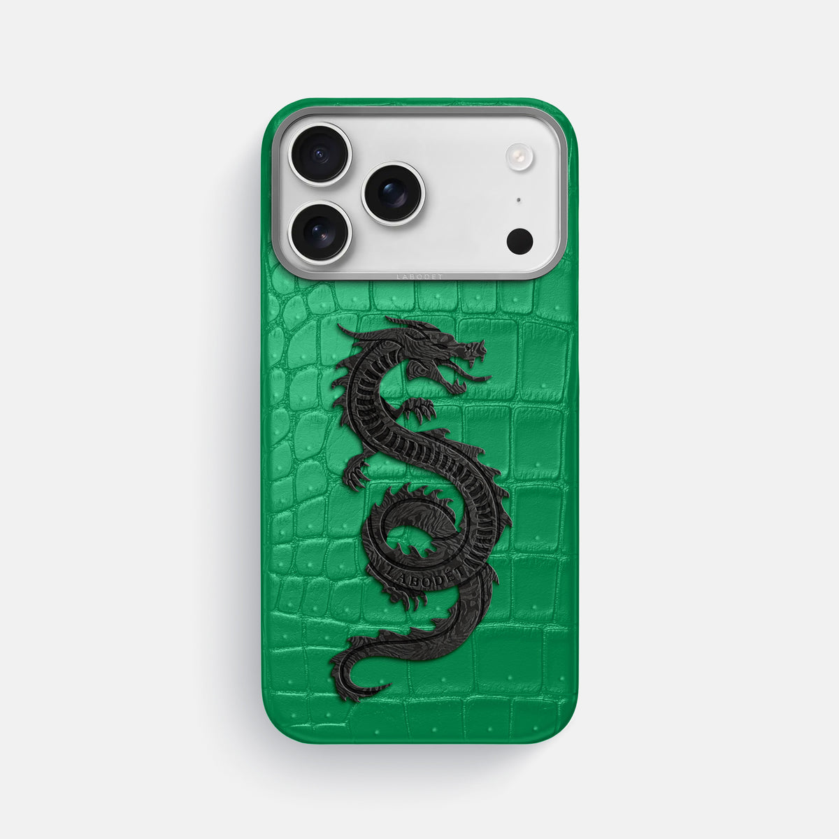 Classic Case With Carbon Dragon For iPhone 17 Pro Max In Porosus Crocodile -1 | Cactus-Green-Steel