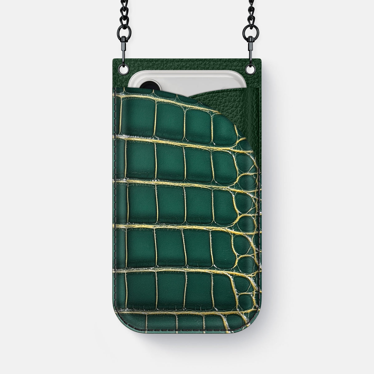 Crossbody Bag For iPhone 18 Pro Max In Patina Alligator -1 | Cambridge-Black