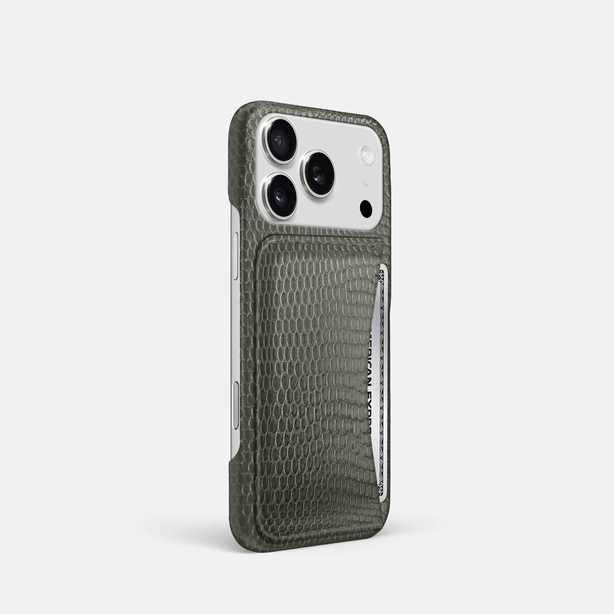 Slim Card Case For iPhone 17 Pro In Lizard -2 | Grey