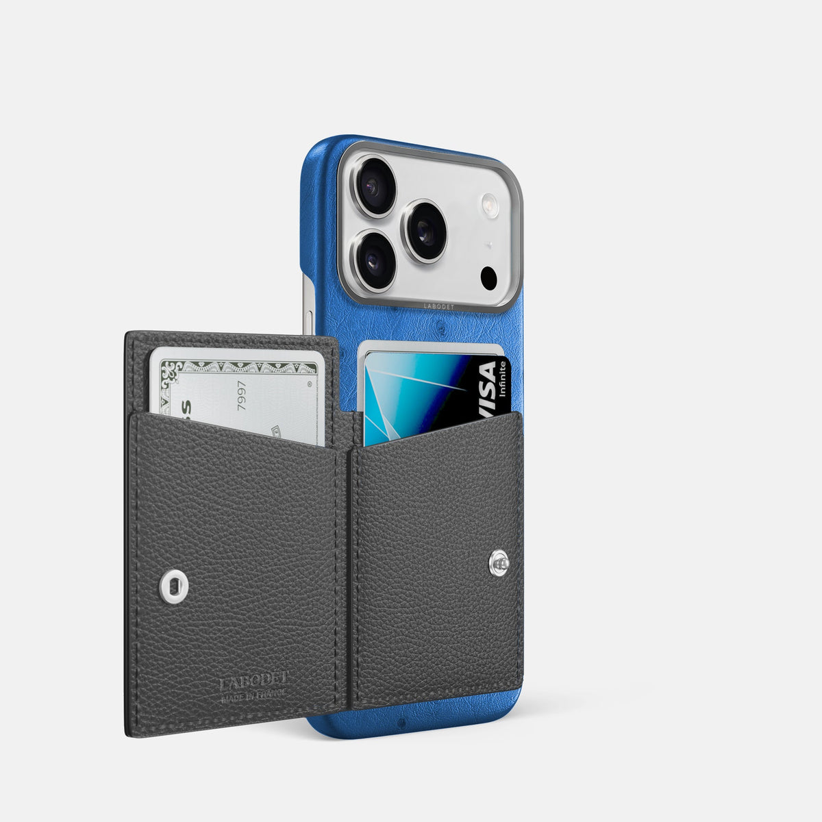 Bi-Fold Case For iPhone 18 Pro In Ostrich -2 | Royal-Blue-Steel