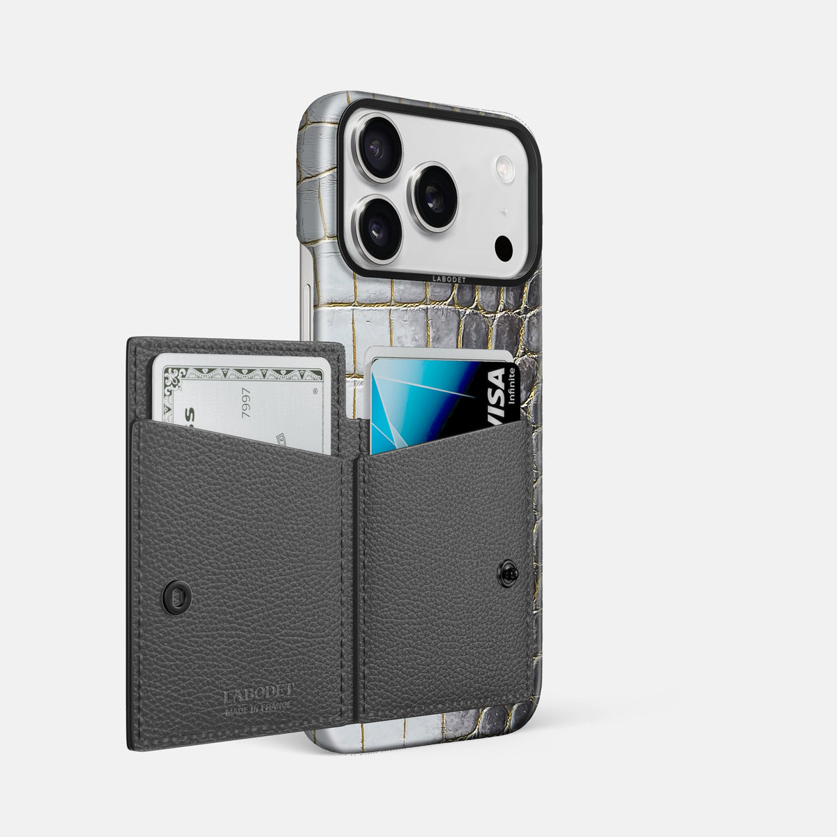 Bi-Fold Case For iPhone 18 Pro Max In Himalayan Crocodile -2 | Gold-Black