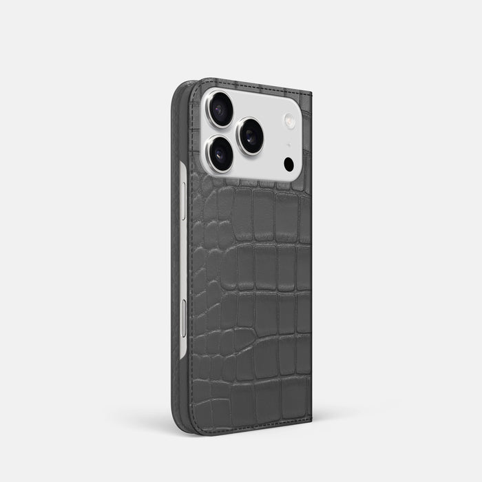Folio Slim Case For iPhone 17 Pro In Alligator -1 | Grey