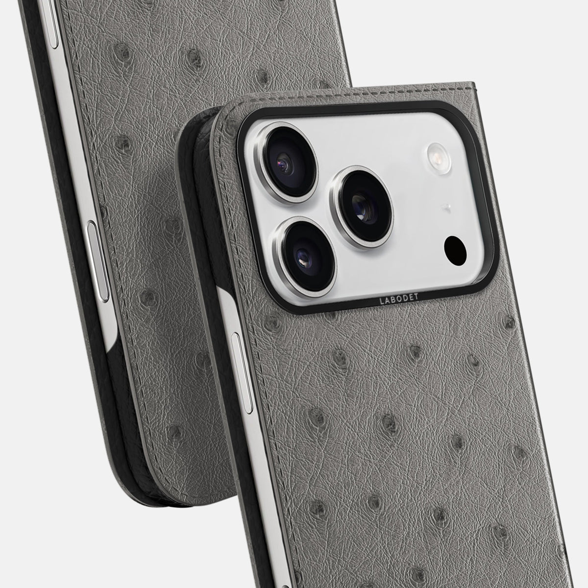 Folio Case For iPhone 18 Pro In Ostrich -5 | Grey-Black