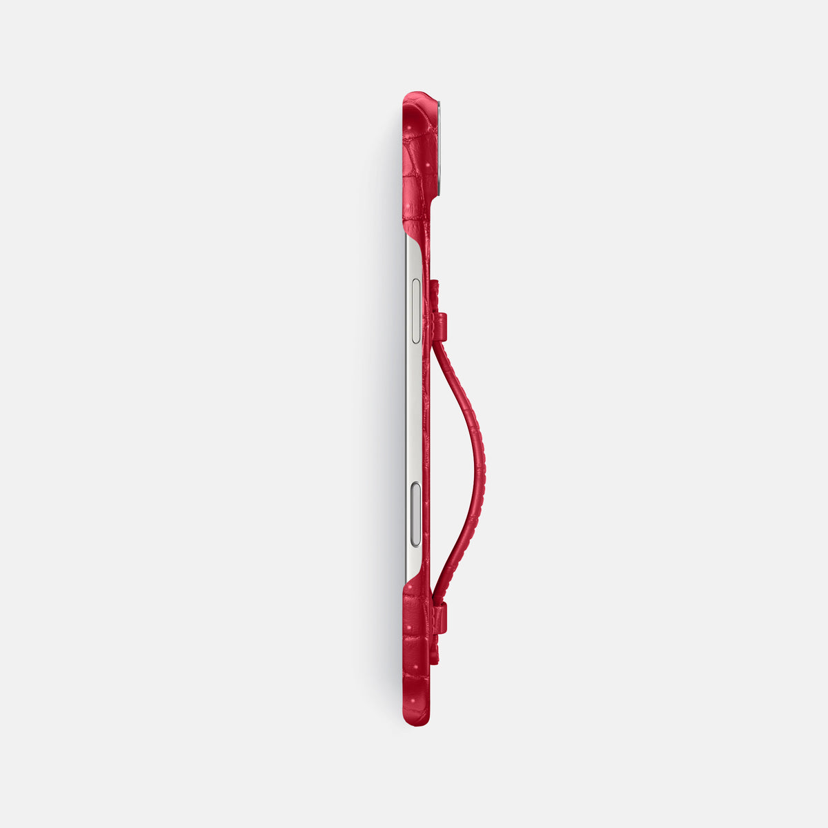 Center Handle For iPhone 17 Air In Porosus Crocodile -2 | Burgundy-Steel
