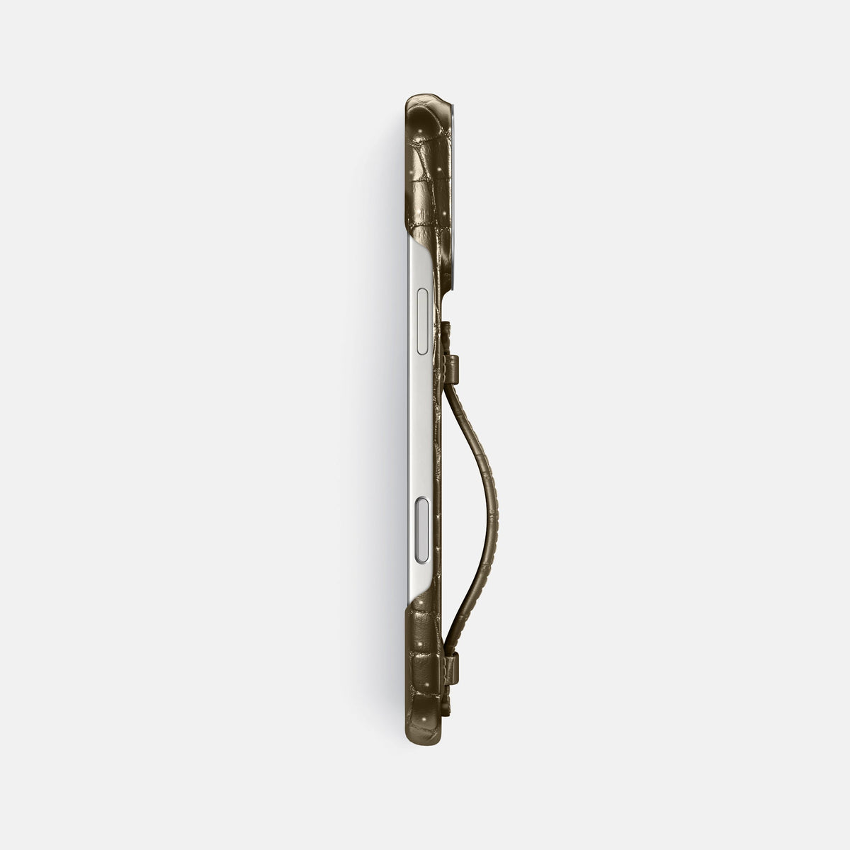 Center Handle For iPhone 18 Pro Max In Porosus Crocodile -2 | Bronze-Steel