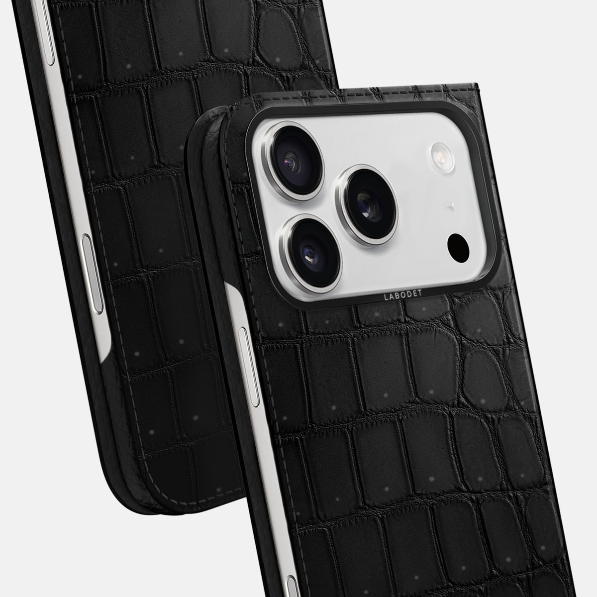 Folio Case For iPhone 17 Pro Max In Porosus Crocodile -5 | Black-Black