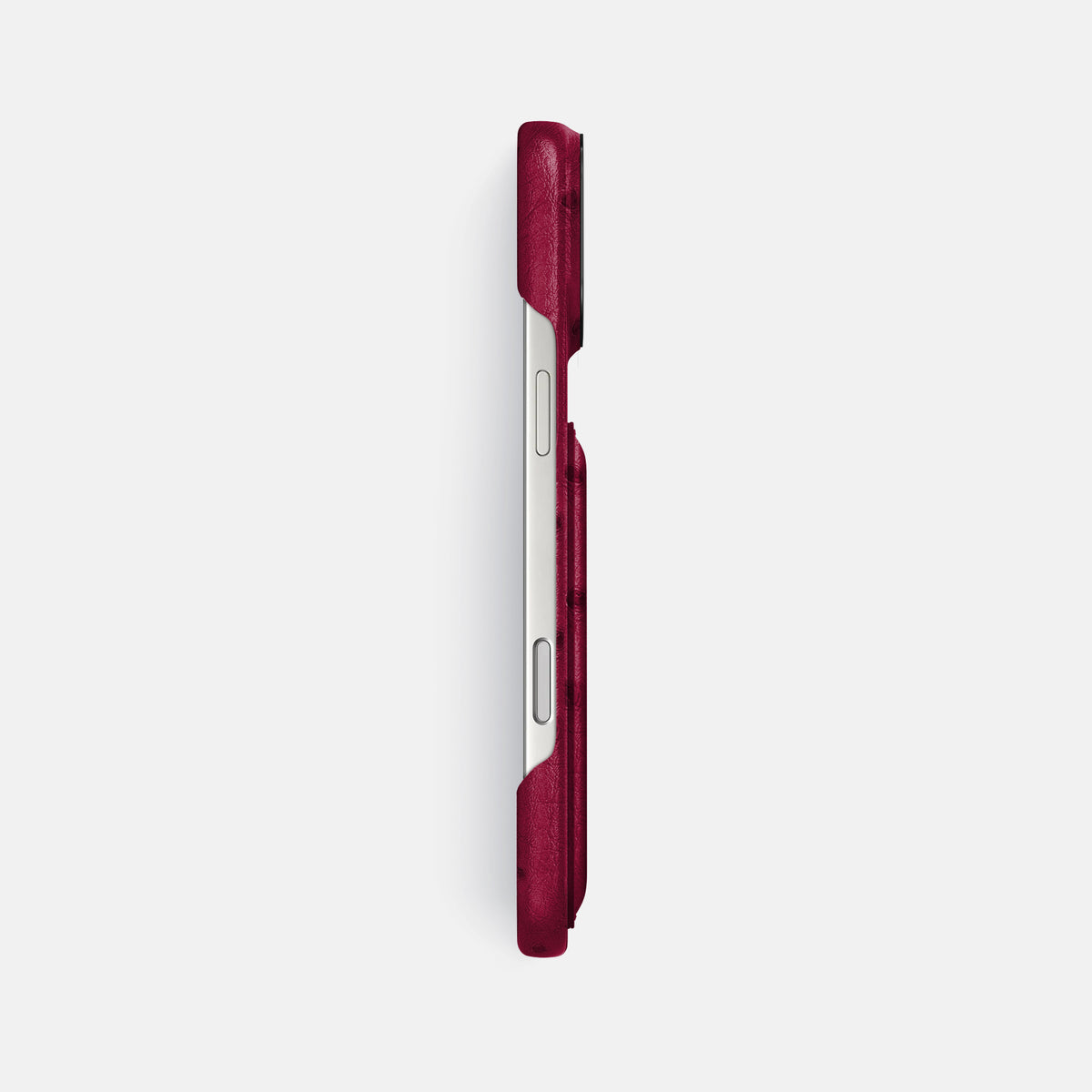 Double Card Case For iPhone 17 Pro Max In Ostrich -3 | Bordeaux-Black