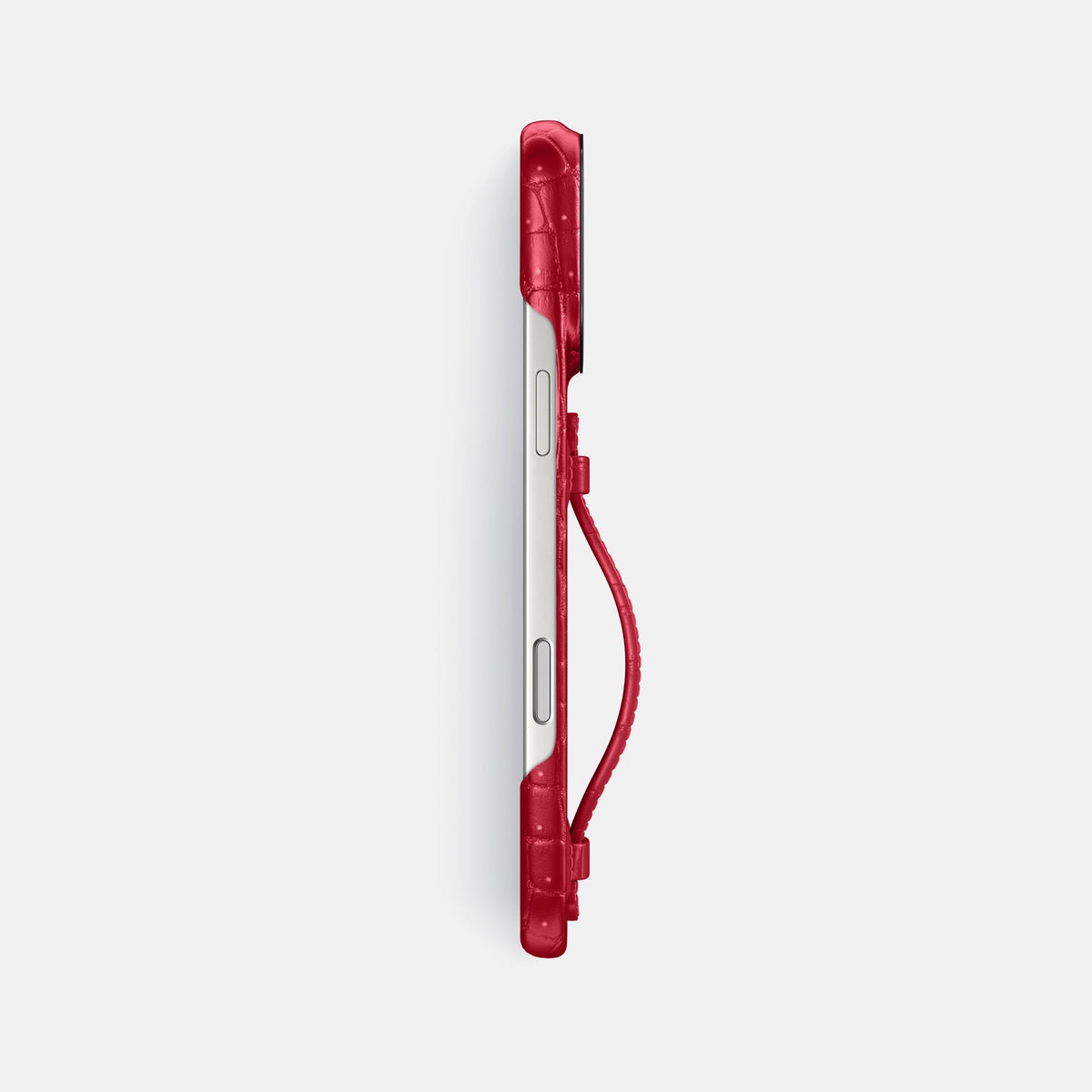 Center Handle For iPhone 18 Pro Max In Porosus Crocodile -2 | Burgundy-Black