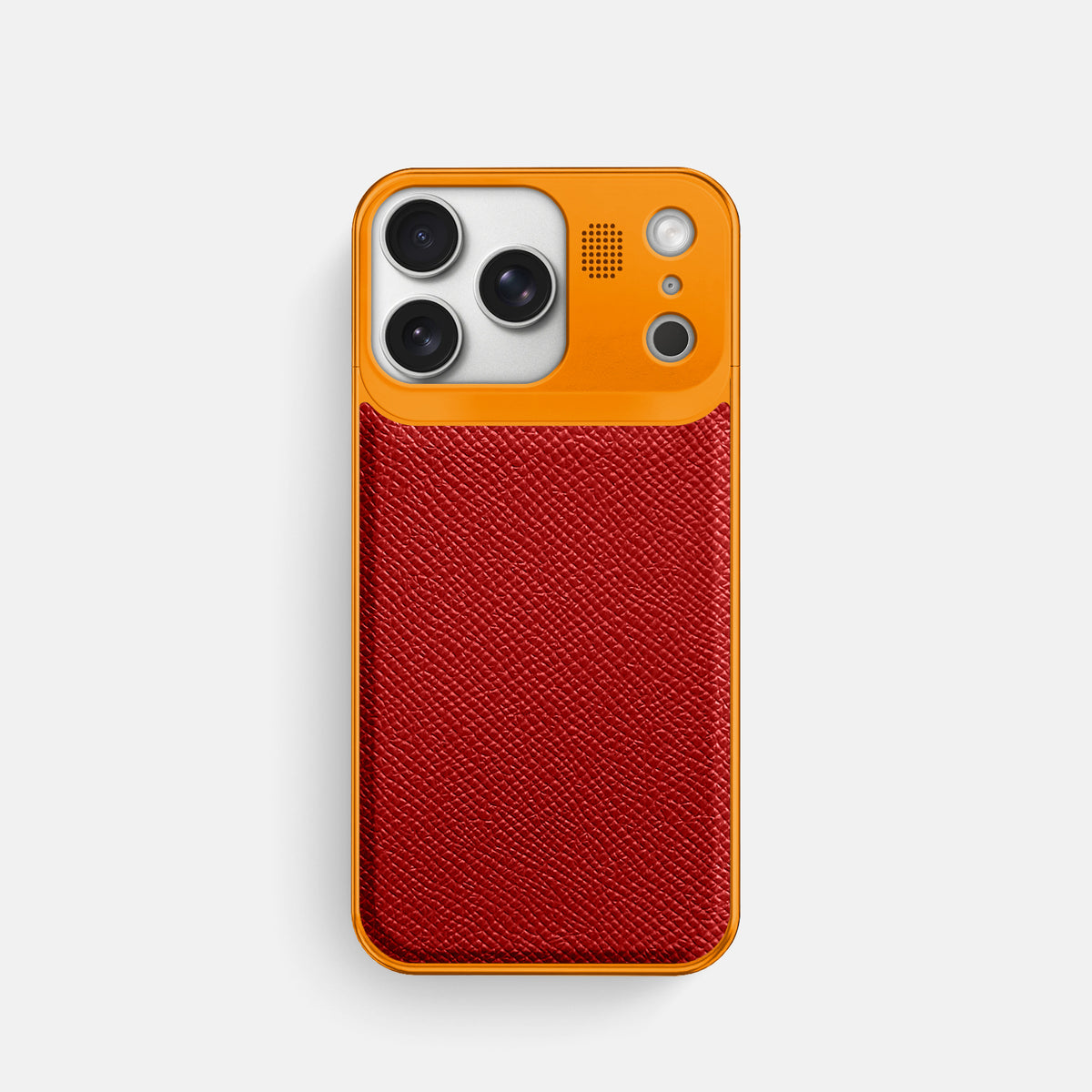 Metal Case For iPhone 17 Pro In Epsom-Style Calf -1 | Red-Orange