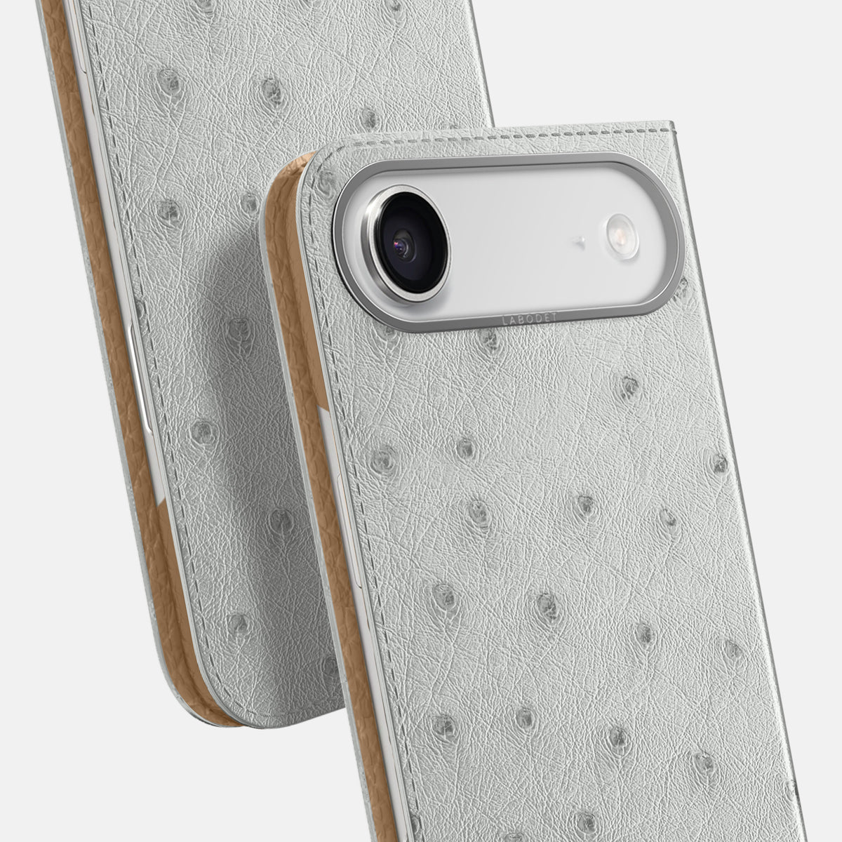 Folio Case For iPhone 17 Air In Ostrich -5 | White-Steel