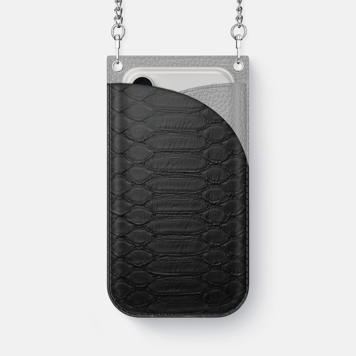 Crossbody Bag For iPhone 18 Pro Max In Python -1 | Black-Steel
