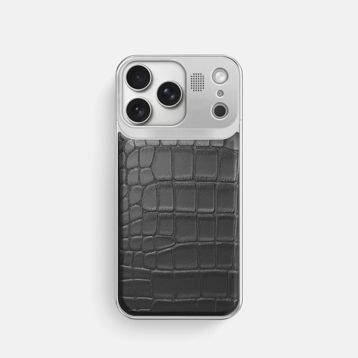 Metal Case For iPhone 18 Pro In Alligator -1 | Grey-Steel