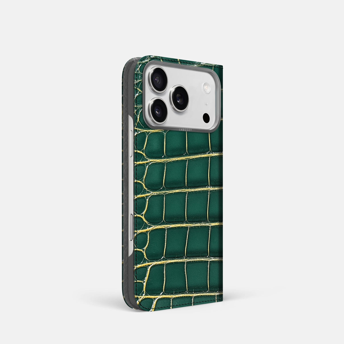 Folio Case For iPhone 18 Pro In Patina Alligator -1 | Cambridge-Steel