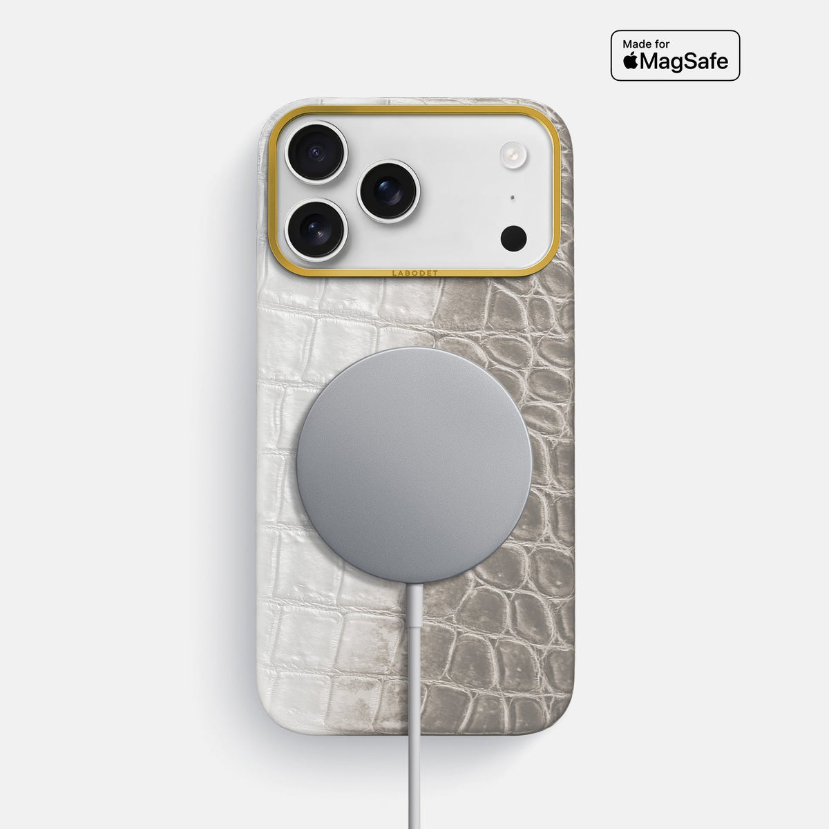 Classic Case For iPhone 18 Pro Max In Himalayan Crocodile -4 | Grey-Gold