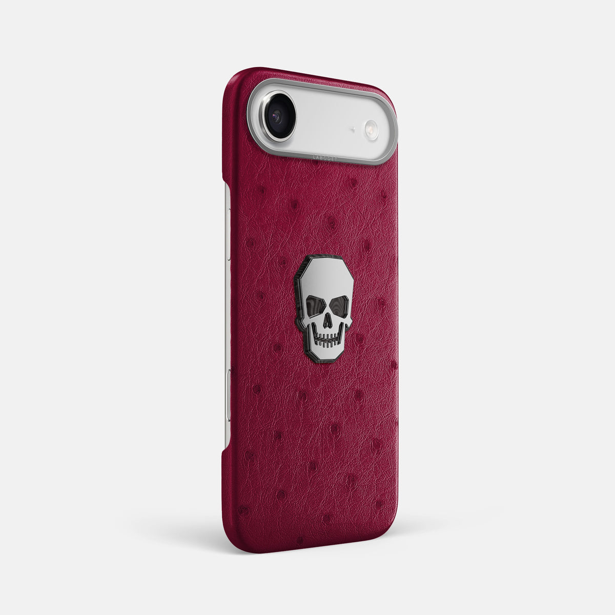 Classic Case With Titanium Skull For iPhone 17 Air In Ostrich -2 | Bordeaux-Steel